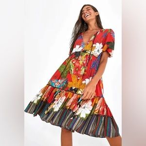 Farm Rio size small bordado Flores mini dress floral tropical